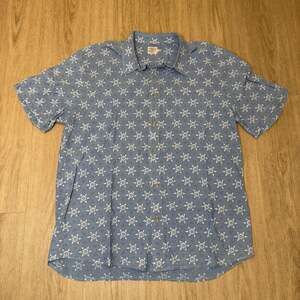 Faherty Brand Men's Short Sleeve Button Down Shirt Blue Floral size XL
